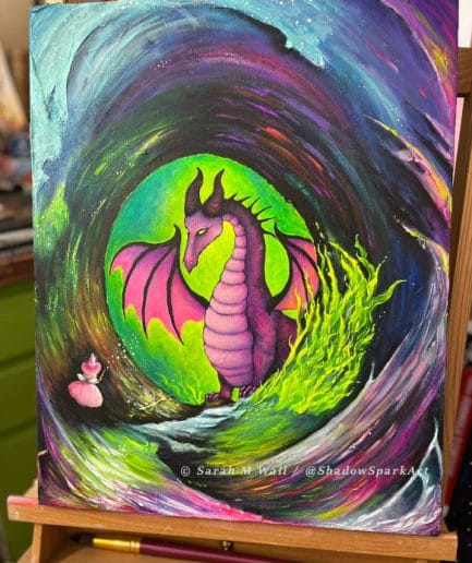 *SOLD* - Seeking the Dragon - Mixed Media Fairytale Painting