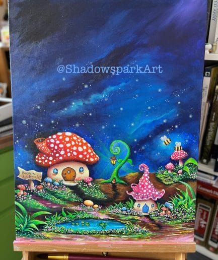 **SOLD** - Lily Pond House - Original Painting - Acrylics on canvas Size 24 (H) x 18 (W) x 1 inches