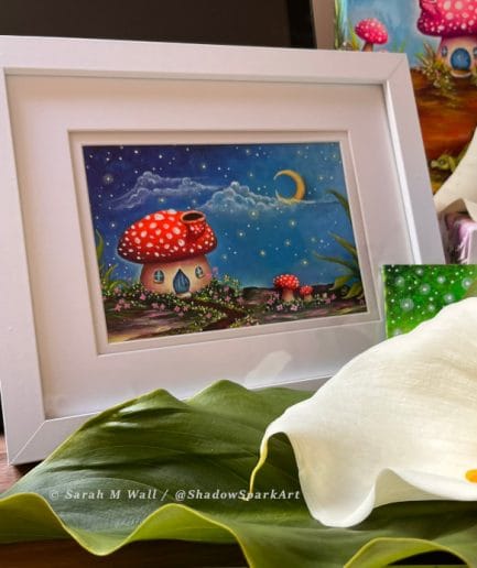 *SOLD* Moon Dream Cottage - Fairy House Painting